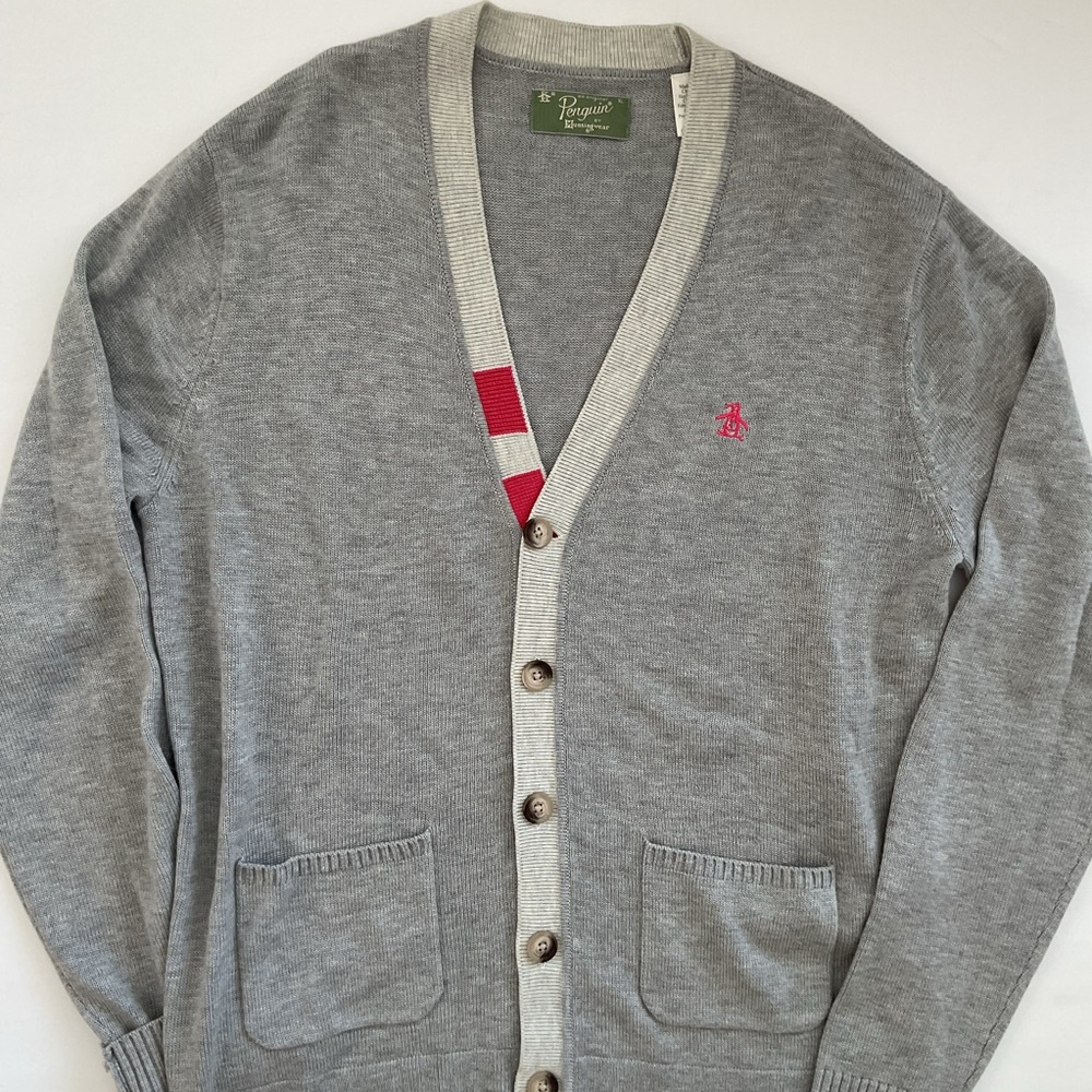 Original Penguin Cardigan Sweater Gray Size XL
